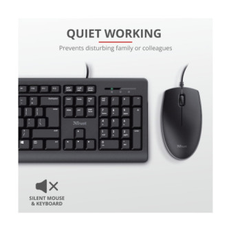 Teclado Com Rato Trust Tkm-250 1.8m Cable Spill Resistant Preto