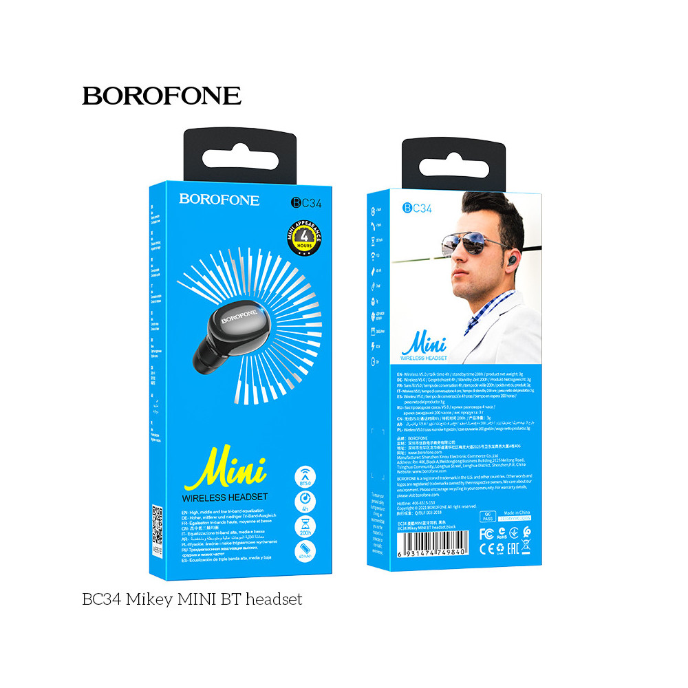 Earbuds Borofone Bc34 Mini Preto