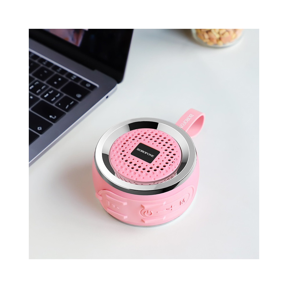 Mini Coluna Bluetooth Borofone Br2 Rosa Support Usb Disk