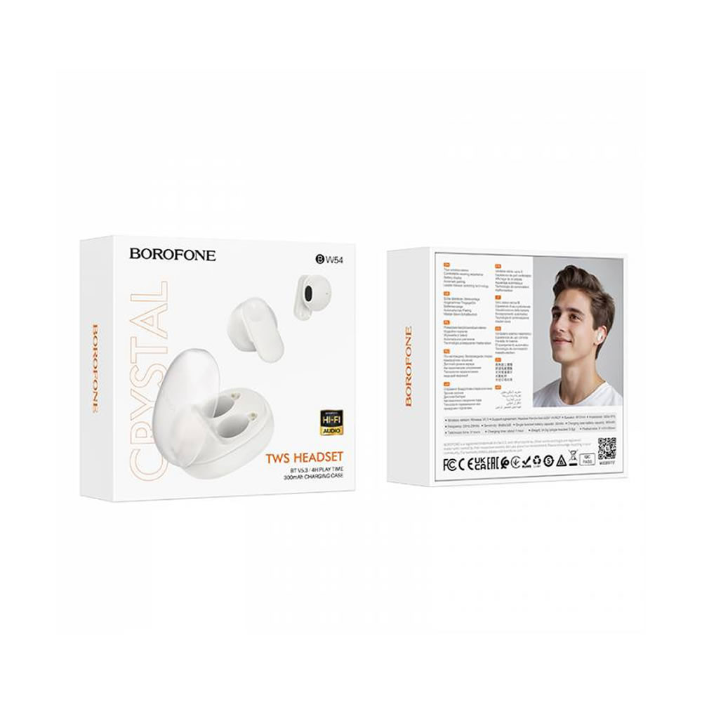Borofone BW54 White Crystal TWS Bluetooth Earbuds