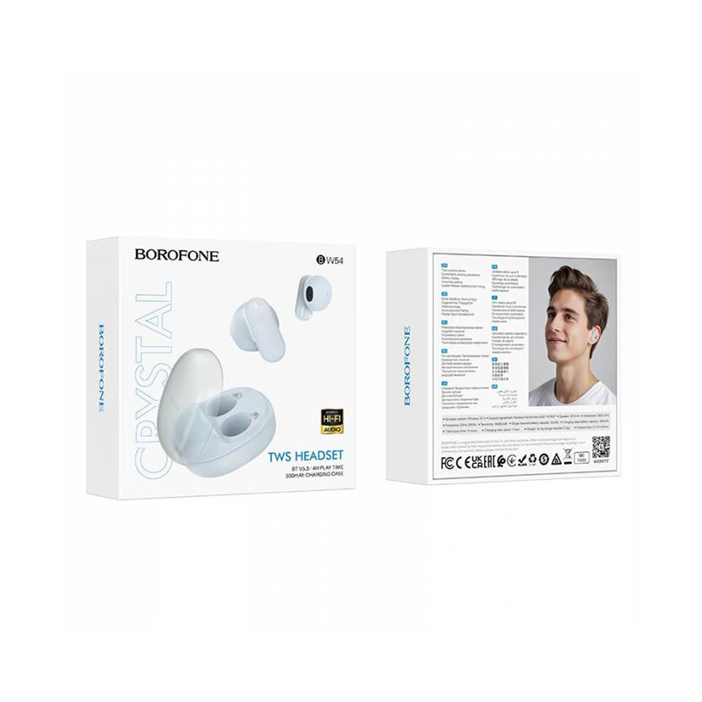 Borofone BW54 Blue Crystal TWS Bluetooth Earbuds