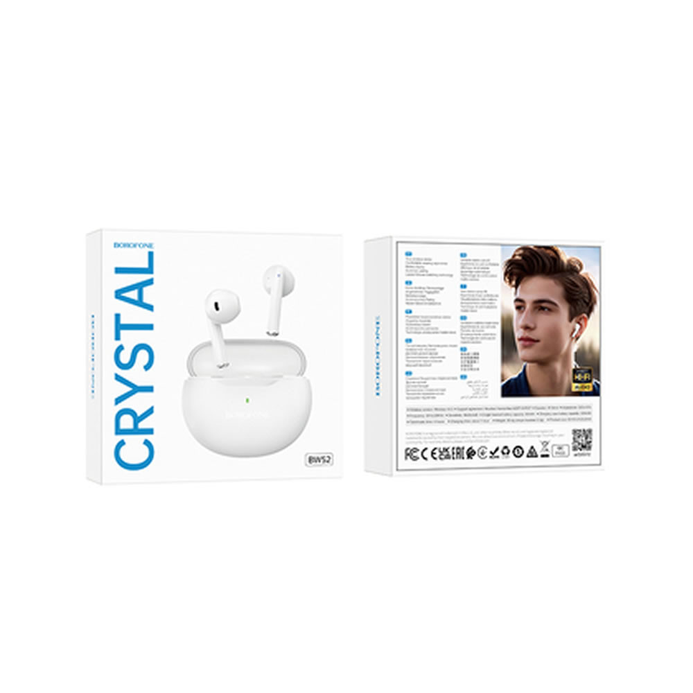 Borofone BW52 White Crystal TWS Bluetooth Earbuds