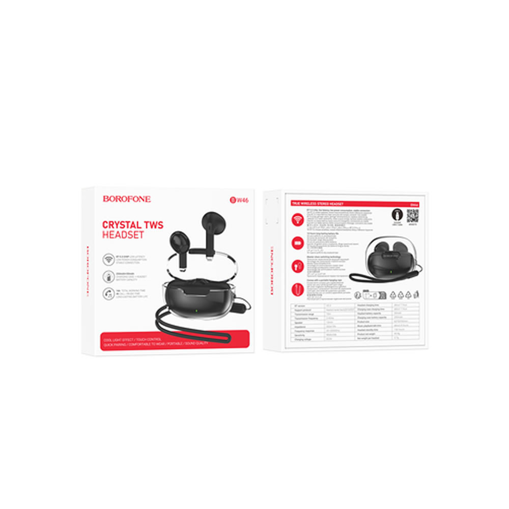 Earbuds Borofone Bw46 Preto Crystal Bluetooth Tws