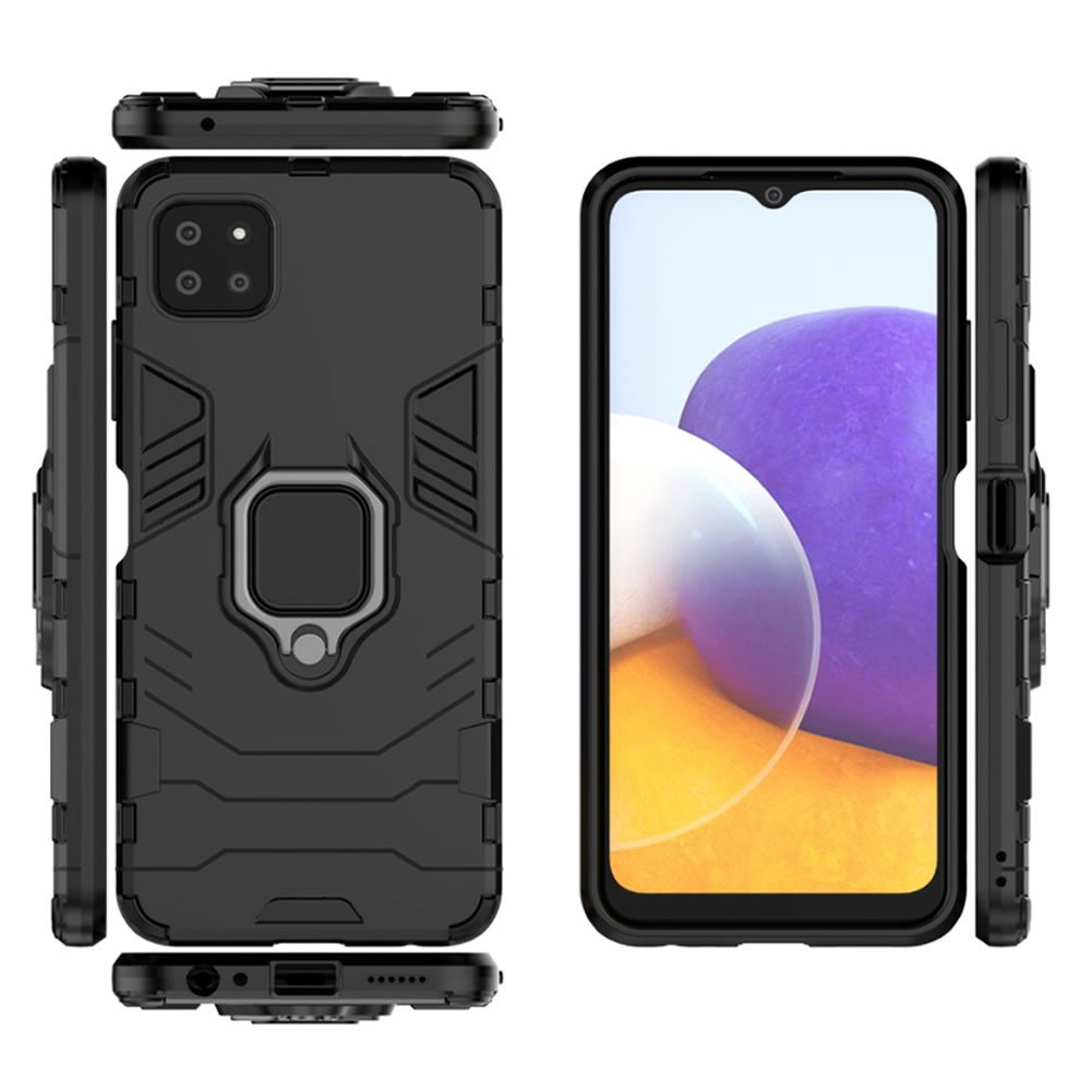 Capa Silicone Anti-Choque Armor Carbon Samsung Galaxy A22 5g Preto Ring Armor