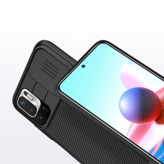 Capa Silicone Dura Xiaomi Redmi Note 10 5g Preto Nillkin Com Protetor De Câmera