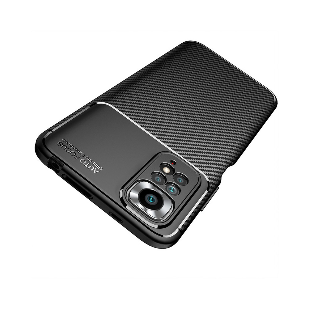 Xiaomi Redmi Note 11/Note 11s Black Auto Focus Vennus Carbon Silicone Gel Case With Camera Protector