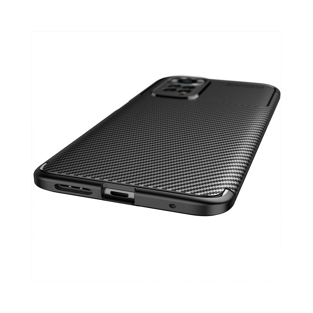 Xiaomi Redmi Note 11/Note 11s Black Auto Focus Vennus Carbon Silicone Gel Case With Camera Protector