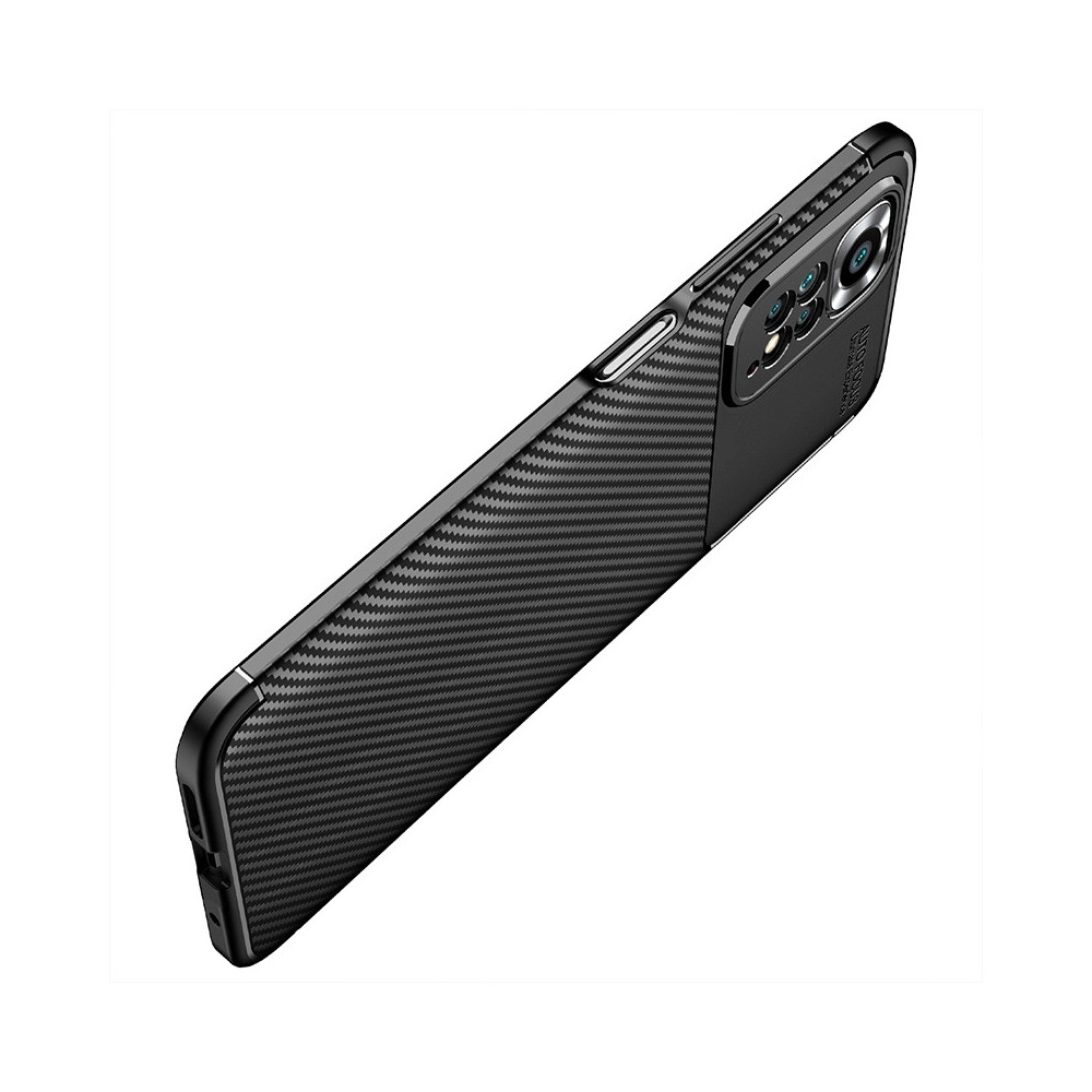 Capa Silicone Gel Carbon Xiaomi Redmi Note 11/Note 11s Preto Auto Focus Vennus Com Protetor De Câmera