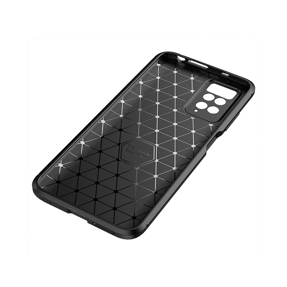 Capa Silicone Gel Carbon Xiaomi Redmi Note 11/Note 11s Preto Auto Focus Vennus Com Protetor De Câmera