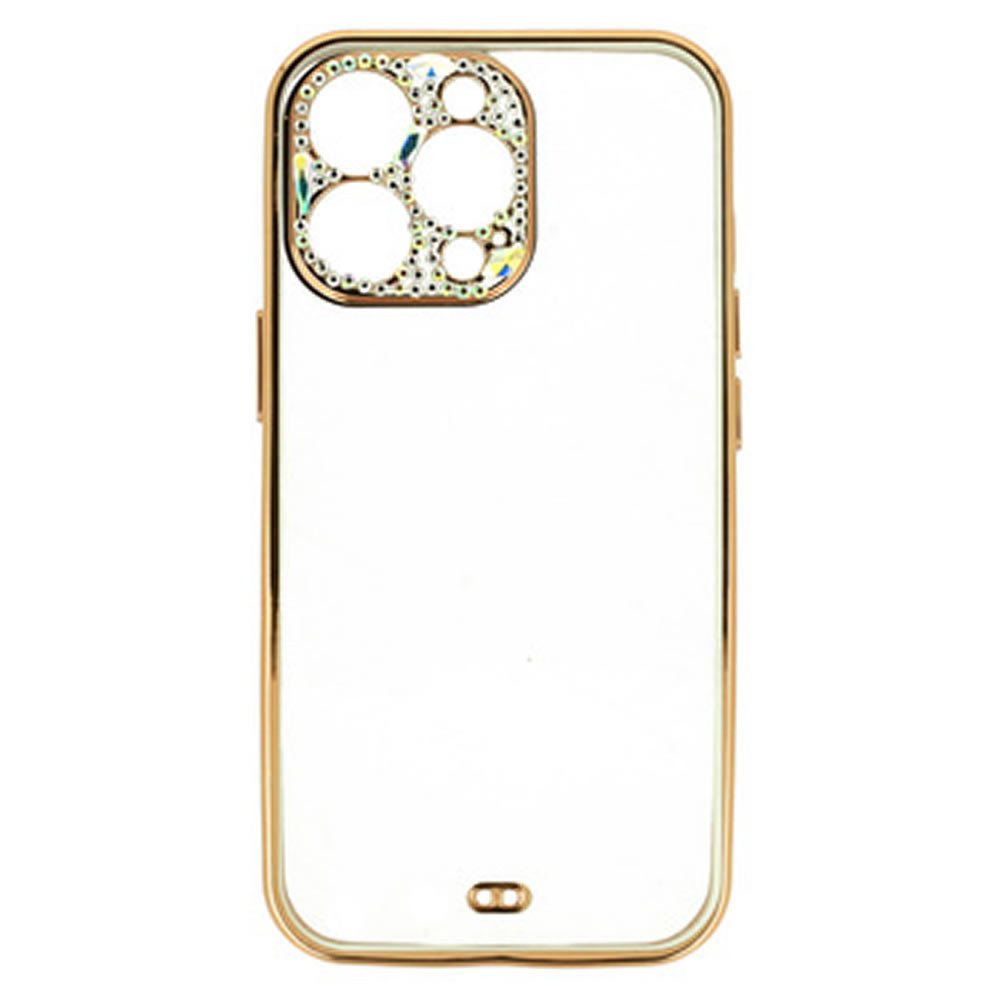Capa Silicone Gel Apple Iphone 14 Pro Dourado Com Protetor De Câmera Brilhante