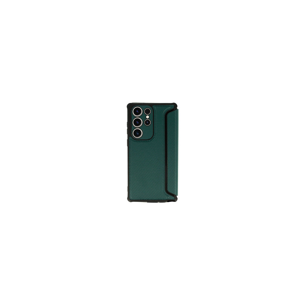 Capa Flip Cover Samsung Galaxy S23 Ultra Verde Razor Carbon Com Protetor De Câmera