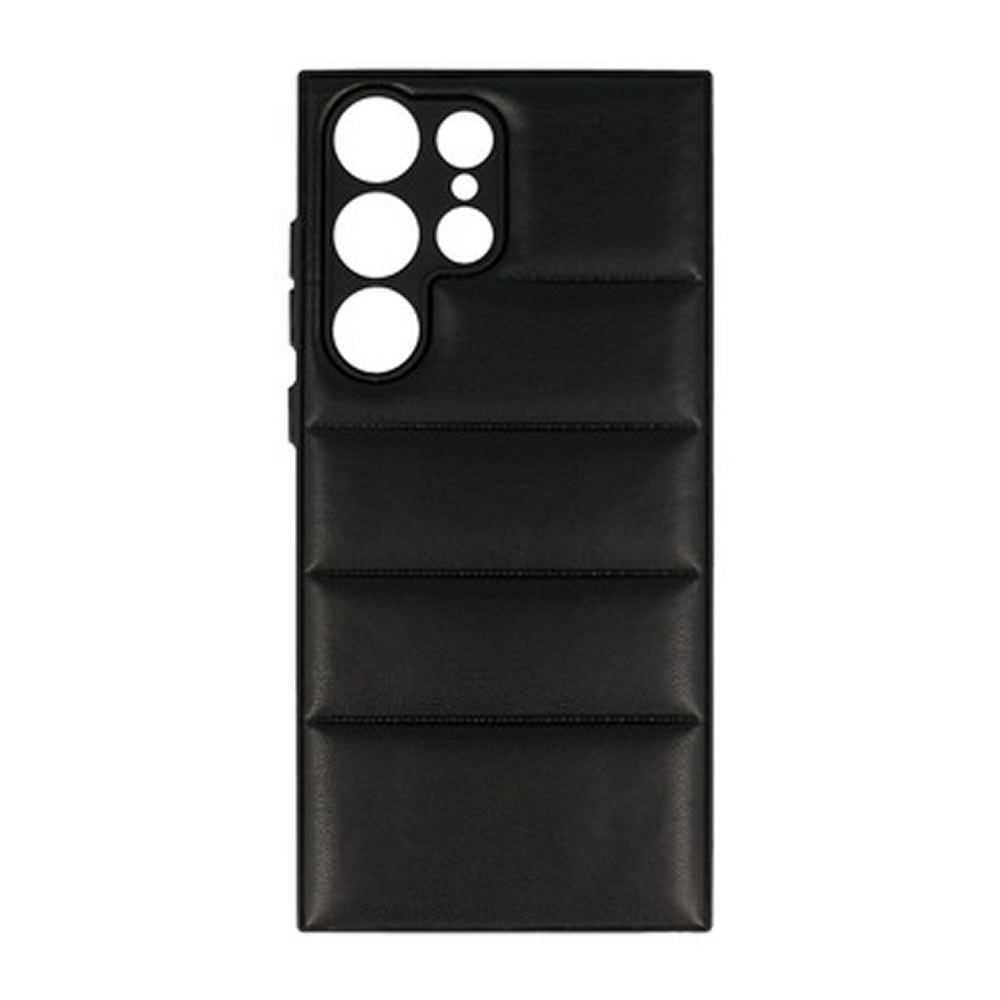 Samsung Galaxy S23 Ultra Black Leather Cushioned Silicone Case With Camera Protector D2