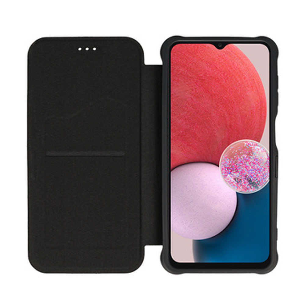 Capa Flip Cover Samsung Galaxy A13 4G Preto Razor Leather Carbon Com Protetor De Câmera