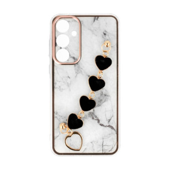 Samsung Galaxy A55 5G White Silicone TPU Case With Camera Protector And Chain Design 6