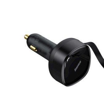 Carregador De Isqueiro Baseus Cgtx000001 Preto 30w Com Cabo Usb-C E Lightning Retrátil