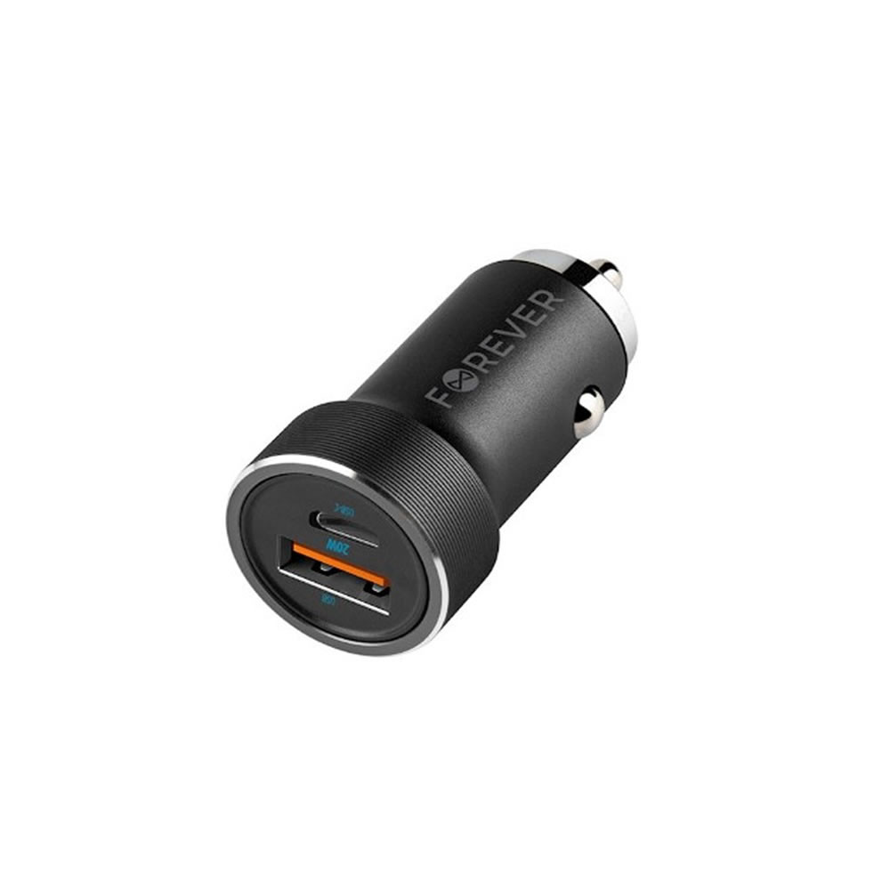 Adaptador De Isqueiro Forever Cc-06 Preto 20w Usb/Usb-C Com Cabo Usb-C 60w