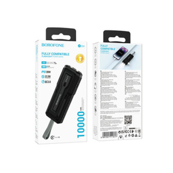 Borofone BJ54 Black Power Bank 10000mAh 20W 2 Input USB/USB-C With Flashlight