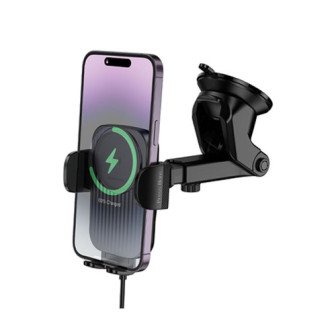 Suporte Com Carregador Borofone Bh222 Preto 15w Wireless Para Para-Brisas
