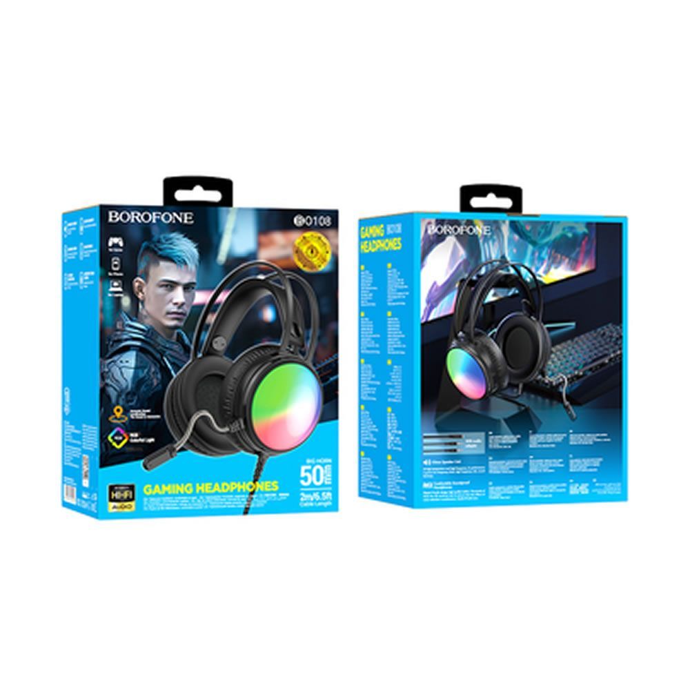 Auscultador Gaming Borofone Bo108 Preto 3.5mm 2m Com Microfone