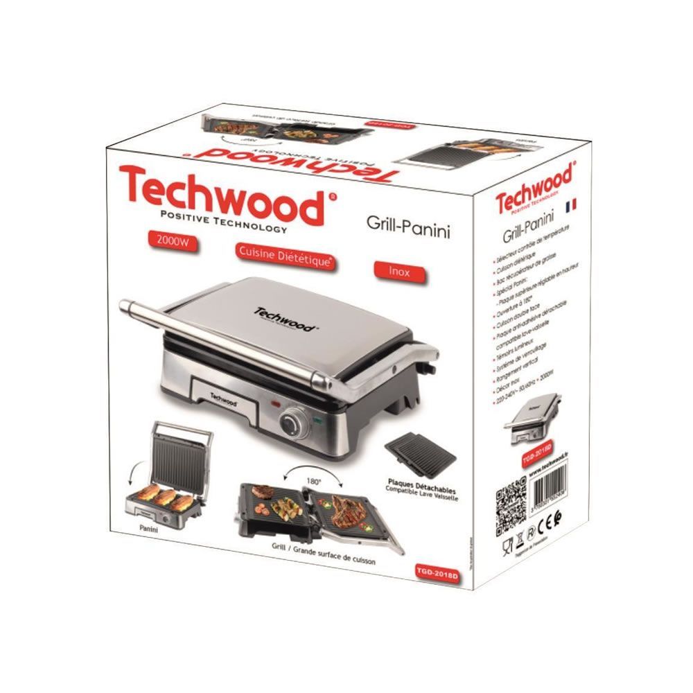 Grelhador Elétrico Techwood Tgd-2018d Prata 2000w Grande Superfície De Cozedura