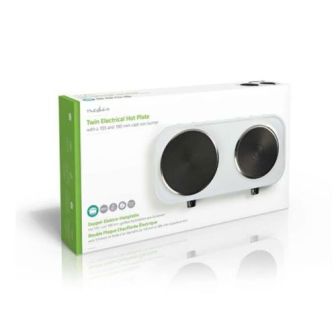 Nedis KAEP250EWT2 Electric Stove White 2500W 2 Plates 15.5cm and 18.5cm