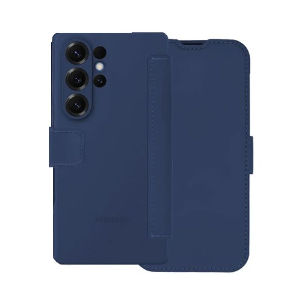 Capa Flip Cover Samsung Galaxy S25 Ultra Azul Suave Com Protetor De Câmera