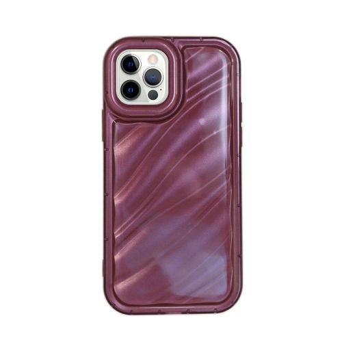 Apple iPhone 14 Pro Metallic Burgundy Silicone Case With Wavy Effect