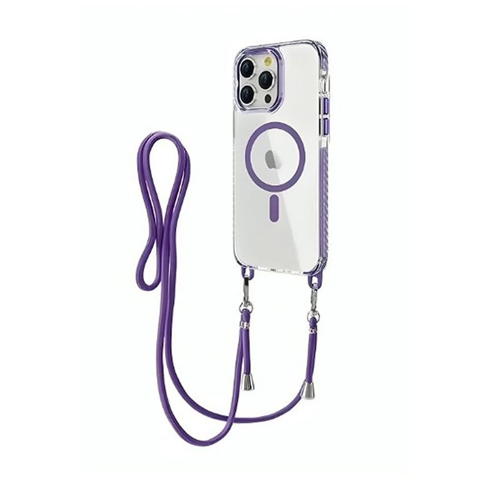 Apple iPhone 14 Pro Max Purple Bumper Silicone Gel Case MagSafe With Rope