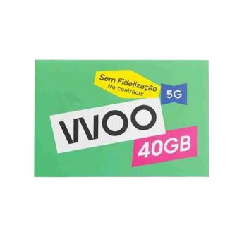 Cartão sim woo 40gb+50gb 500min/sms  1 mes