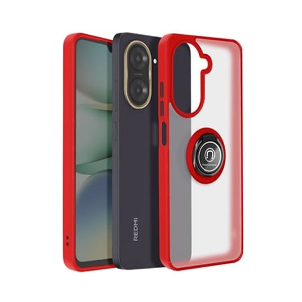 Xiaomi Redmi A5 Red TPU Silicone Case With Magnetic Finger Ring
