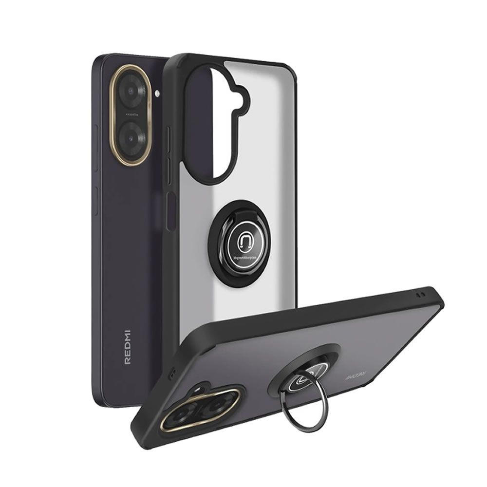 Capa Silicone TPU Com Anel De Dedo Magnético Xiaomi Redmi A5 Preto