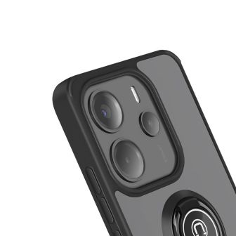 Xiaomi Redmi Note 14 4G Black TPU Silicone Case With Magnetic Finger Ring