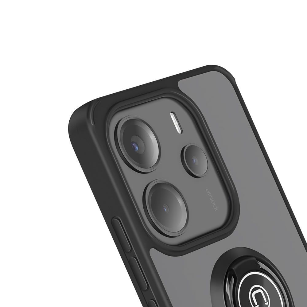 Xiaomi Redmi Note 14 4G Black TPU Silicone Case With Magnetic Finger Ring