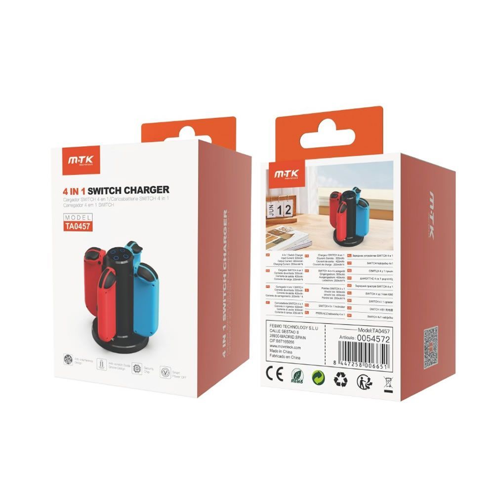 Base De Carregamento MTK TA0457 Preto 4 Em 1 Para Switch