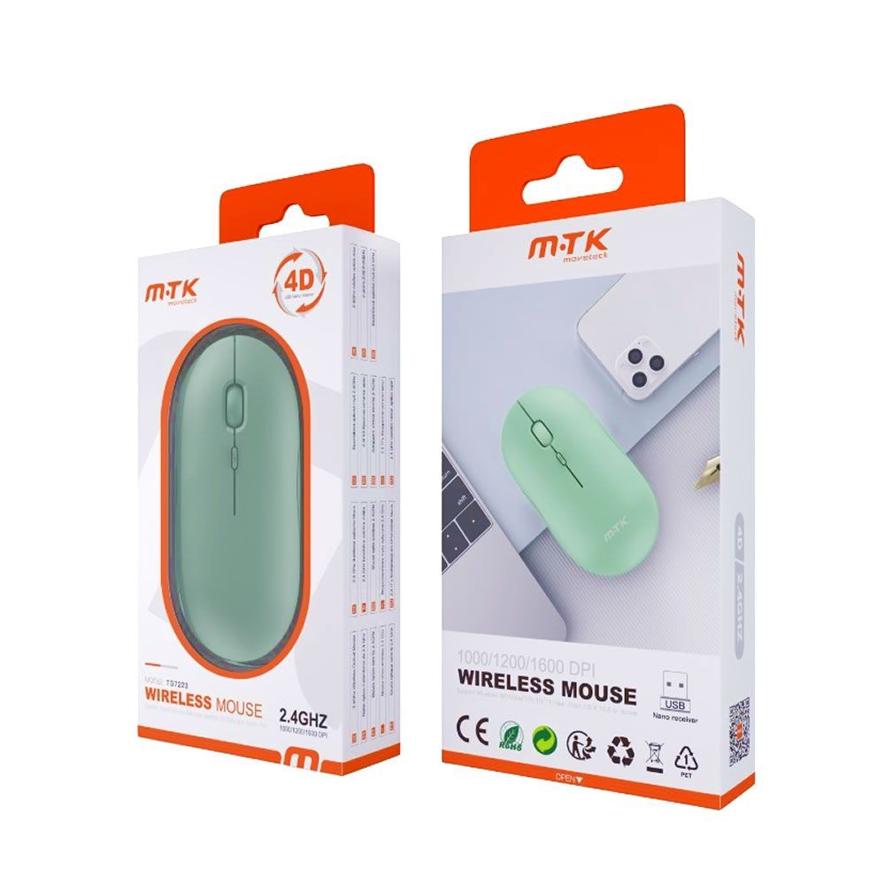 Rato Wireless MTK TG7223 Verde 2.4GHz 1000/1200/1600 DPI