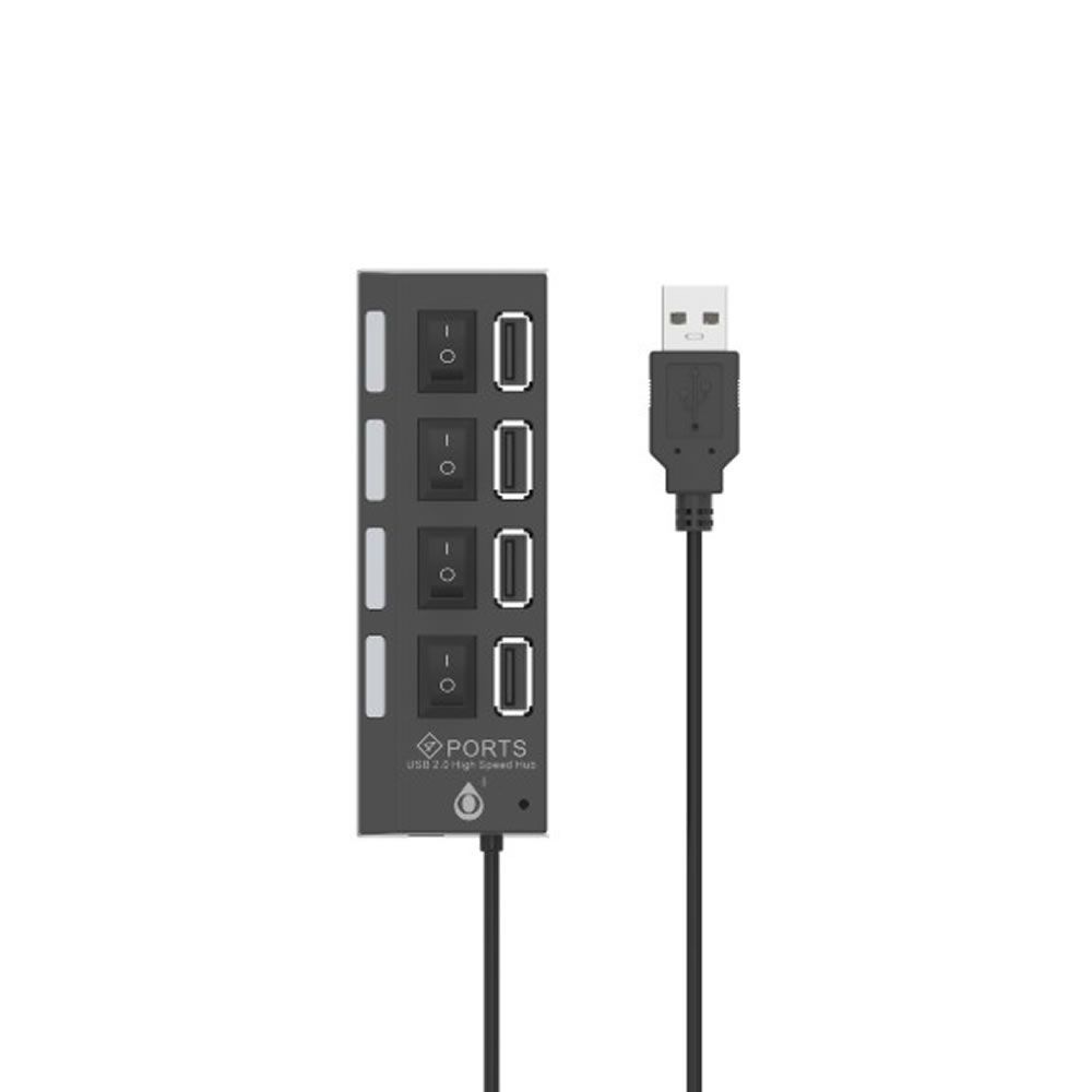 Adaptador HUB One Plus NG6054 Preto 2.0 Com 4 Portas USB E Interruptor