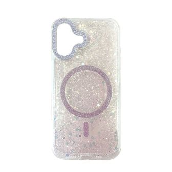 Capa Silicone Dura Apple Iphone 16 Rosa Brilhantes MagSafe