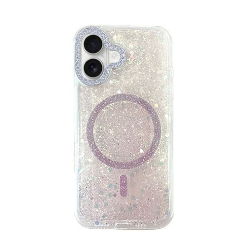 Capa Silicone Dura Apple Iphone 16 Rosa Brilhantes MagSafe