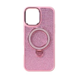 Capa Silicone Apple Iphone 17 Rosa Glitter Com Suporte