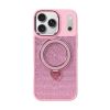 Capa Silicone Apple Iphone 17 Pro Max Rosa Glitter Com Suporte
