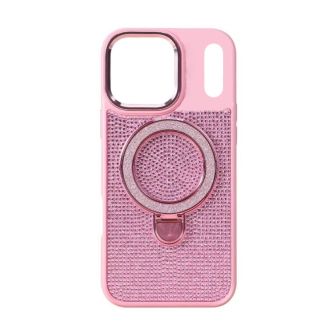 Capa Silicone Apple Iphone 17 Pro Max Rosa Glitter Com Suporte