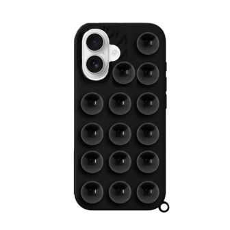 Capa Silicone Apple Iphone 16 Preto Com Ventosas