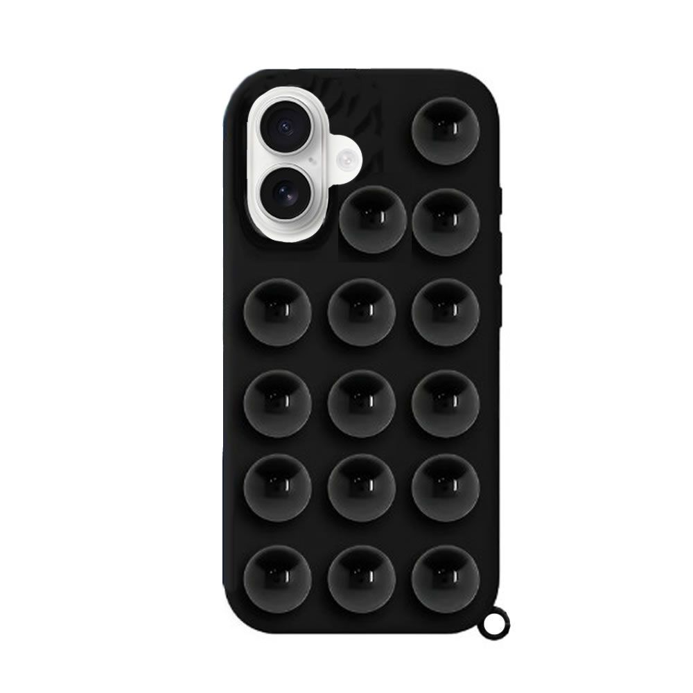 Capa Silicone Apple Iphone 16 Preto Com Ventosas