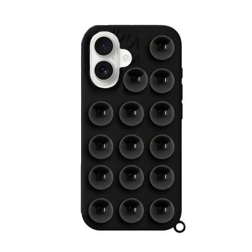 Capa Silicone Apple Iphone 16 Preto Com Ventosas