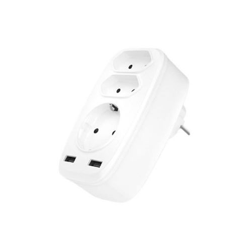 Adaptador New Science WL-030SS-2U 2.4A 2 USB E 3 Soquetes