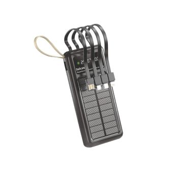 Power Bank New Science DX125 Preto 5000mAh 10W Com Cabo USB/USB-C/Lightning/Micro E Painel Solar