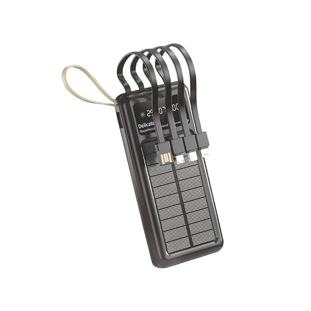 New Science DX125 Black 5000mAh 10W Power Bank With Cable USB/USB-C/Lightning/Micro And Solar Panel