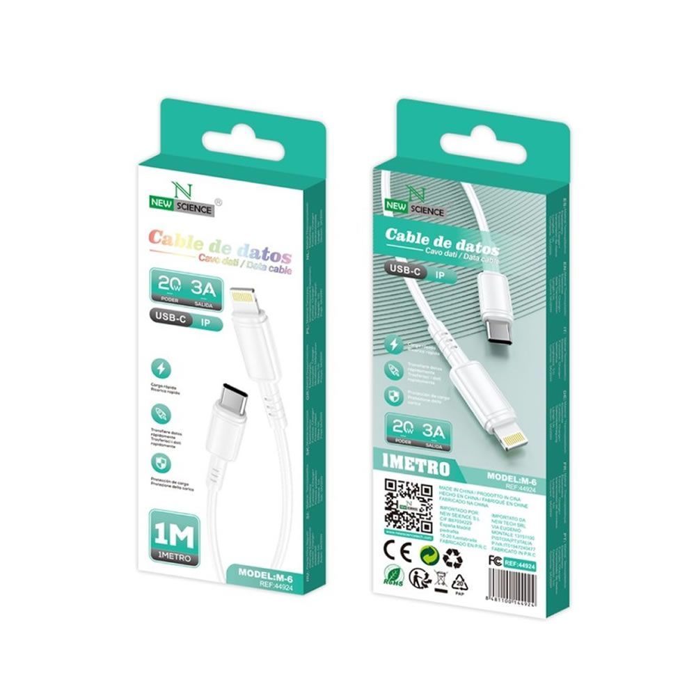 New Science M-6 White USB Type-C To Lightning Data Cable 20W 3.0A 1m