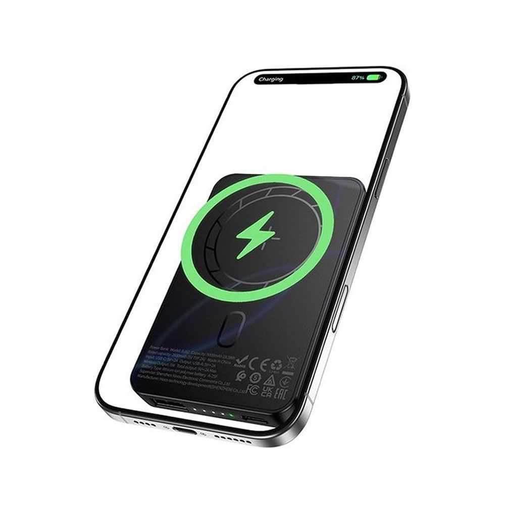 Power Bank Borofone BJ82 Preto 5000mAh Wireless Magnético