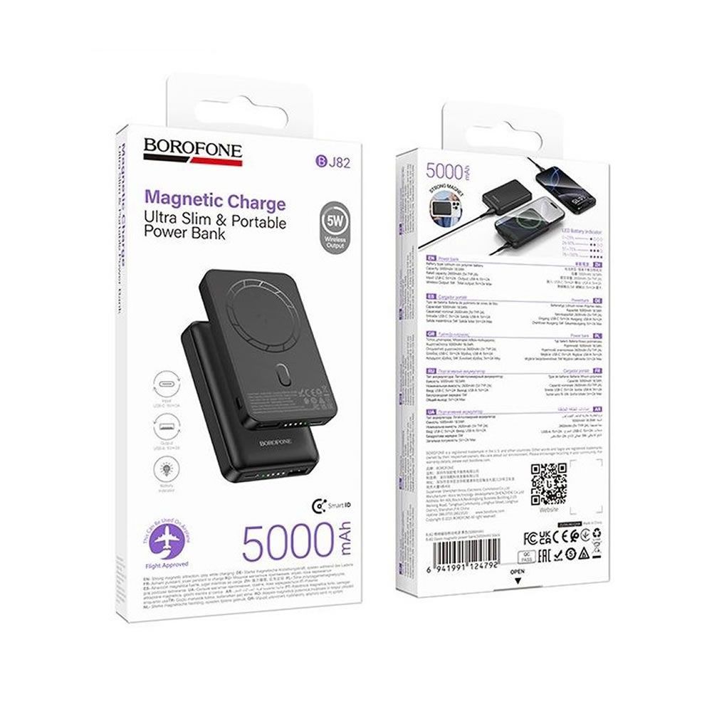 Borofone BJ82 Black 5000mAh Wireless Magnetic Power Bank